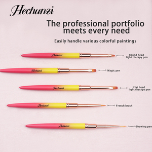 Juego de Pinceles para Uñas de Pelo Sintético Ecológico, Pincel para Arte de Uñas con Punta Metálica Degradada y Virola Ondulada - Product Image 3