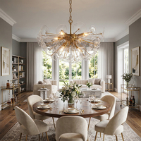 Lustre moderne en laiton, style français de luxe, lampe en verre en forme de pétale, luminaire design pour villa, suspension Kendari