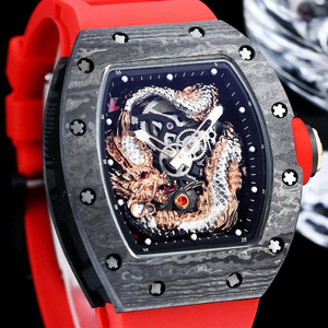 Montre Dragon pour Hommes Eternal Noble, Boîtier en Fibre de Carbone, Mouvement Squeletté, Bracelet en Caoutchouc, Montre-Bracelet Mécanique Automatique - Product Image 3