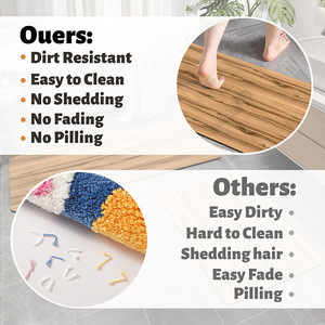 Tapis de salle de bain rectangulaire en teck, en terre de diatomée, absorbant et antidérapant, pour bain et toilettes - Product Image 4