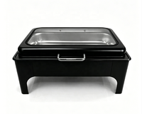 Chauffe-Plats Rectangulaire Hydraulique en Acier Inoxydable Blanc et Noir 9L pour Buffets, Réchaud de Buffet pour Hôtels et Banquets de Mariage