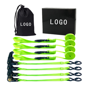 1英寸棘轮扣 4个软环 4个橡胶手柄 货物固定带 安全锁 S型钩 - Product Image 5