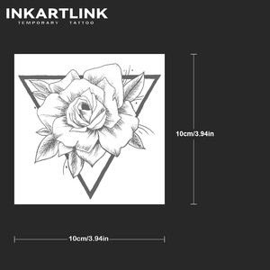 INKARTLINK Autocollant de <span class=keywords><strong>tatouage</strong></span> temporaire Rose <span class=keywords><strong>Triangle</strong></span> Géométrique Fleur Herbacée 15 Jours Semi-permanent Art Corporel Bras Jambe Vente en Gros - Product Image 3