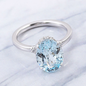 Anillo de compromiso de turmalina Paraiba cultivada en laboratorio de oro blanco de 18 quilates, HPHT, CVD, corte esmeralda, conjunto de boda a juego, platino, venta al por mayor - Product Image 2