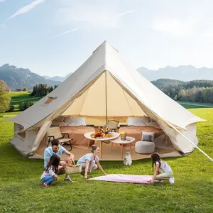 Coton Toile Tente Cloche Tente Yourte avec Poêle Jack Zip Plancher Amovible pour Glamping Camion Voiture Camping 4 Saisons