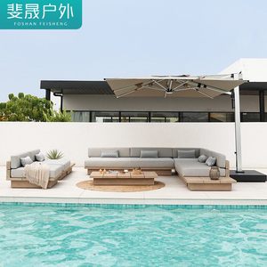 Set Divano <span class=keywords><strong>da</strong></span> Esterno per Villa, in Teak del Myanmar, Impermeabile, Mobile, Design Moderno, per <span class=keywords><strong>Giardino</strong></span> e Piscina, <span class=keywords><strong>Mobili</strong></span> in Legno Massello - Product Image 3