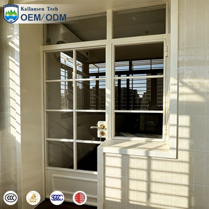 Portes françaises intérieures à grille blanche personnalisées, design moderne, <span class=keywords><strong>cadre</strong></span> en aluminium, double vitrage, portes battantes pour maisons - Product Image 1