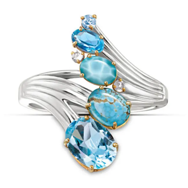 Bague en pierre précieuse pour femmes, anneau avec Six sortes de bijoux, élégante, ondulée, vente en gros, livraison gratuite