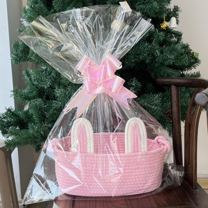 Cesto portaoggetti a forma di ellisse in corda di cotone intrecciata, ecologico e moderno, con manici, per giocattoli di bambini e bambine - Regalo di Pasqua - Product Image 4