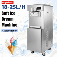 Machine à crème glacée automatique verticale en acier inoxydable, 3 saveurs, machine à crème glacée molle commerciale pour les entreprises
