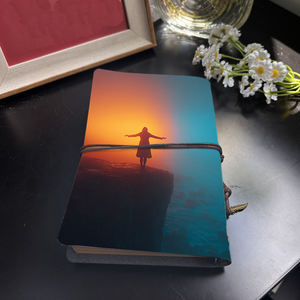 Cuaderno de oficina A6 hecho a mano en Metal estético Vintage hoja suelta 160 páginas Tether colgante de Metal con <span class=keywords><strong>mujer</strong></span> acantilado puesta de sol Ope - Product Image 3