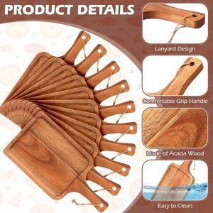 Logo Custom Acacia Solid <strong>Wood</strong> Cutting Board Chopping Board Tray Fruit Pizza Kitchenware Wooden <strong>Plate</strong> with Handle Lanyard - Product Image 3