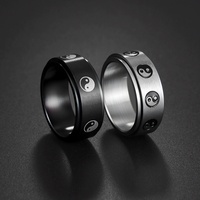 Bagues Yin Yang pour Hommes et Femmes, Style Chinois Tai Chi, Bague de Phalange Rotative en Acier Inoxydable, Tendance et Cool, Style Punk