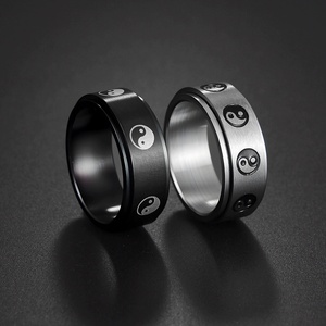 Anillos Yin Yang para Hombre y Mujer, Estilo Chino <span class=keywords><strong>Tai</strong></span> Chi, Anillo de Nudillo Giratorio de Acero Inoxidable, Estilo Punk Moderno - Product Image 5
