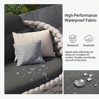 Ensemble de canapé de camping en corde tressée épaisse et durable, coussins imperméables, table basse en alliage d'aluminium, pour extérieur, jardin, balcon