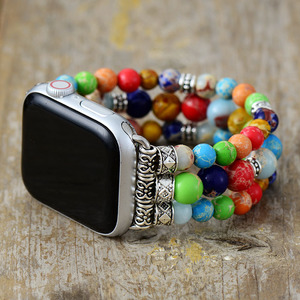 Bracelet perlé en résine pour Apple Watch, 7 couleurs, bracelet tendance pour Apple Watch - Product Image 1