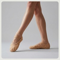 Chaussons de danse souples BW113 en toile à semelle fendue, élastiques croisés sans lacets, pour adultes et enfants, entraînement de ballet et gymnastique