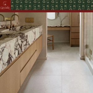 GOLDKING Mueble de Baño Moderno de Lujo con Encimera Doble de Mármol Calacatta Viola, Base Blanca con Vetas Marrón Púrpura, Tallado CNC - Product Image 4