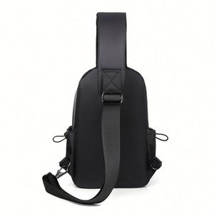 Men's Trendy <b>Black</b> Promotional <b>Backpack</b> Casual Fashionable Crossbody Chest for Motorcycle Personalized Shoulder Bag - Product Image 5