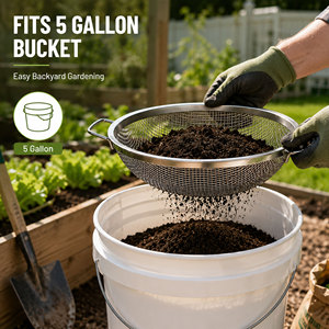 Galvanized Steel Soil Sifter Screens 1/4 1/8 <b>Mesh</b> 1.0MM <b>Wire</b> Gauge 30cm Diameter for 5 Gallon Buckets Filter Set - Product Image 4