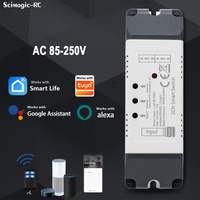Module de relais de commutation Wi-Fi RF 433 MHz 2 canaux DC85-250V compatible Tuya, pour contrôle vocal Alexa, Google Home et Alice