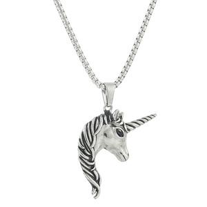 Yunnique – collier avec pendentif licorne en acier inoxydable, en forme d'animal, en argent, pour hommes et femmes, Style Punk rétro, 122025 - Product Image 5