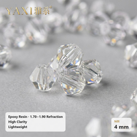 Perles de strass en diamant à double pointe facettées Clarity Luster 4 mm en résine écologique avec trou pour broderie de vêtements et bijoux