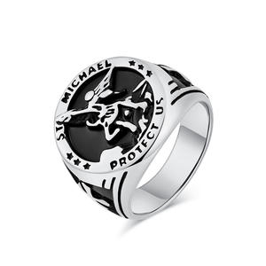 Saint Michael Archangel <b>Titanium</b> Steel <b>Ring</b> For Men Cross Design Punk Hip Hop Style Jewelry Gift - Product Image 5