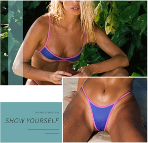 Set di costumi da bagno da donna-Sexy <span class=keywords><strong>reggiseno</strong></span> senza fili con lacci e mutandine senza schienale stile Bikini traspirante <span class=keywords><strong>per</strong></span> nuoto e spiaggia - Product Image 2