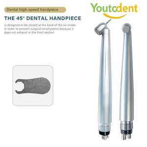 Manipolo Dentale LED ad Alta Velocità 45 Gradi Turbina Chirurgica ad Aria in Acciaio Inox 4 Fori Compatibile con Punte Dentali Manuali - Product Image 3