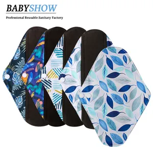 Babyshow Reusable Waterproof Bamboo Menstrual Pads Heavy Flow Women's Cloth Sanitary Napkin Pad Absorbent Menstrual Cloth Pad