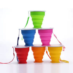 Faltbarer Silikonbecher mit individuellem Logo, tragbarer Kaffeebecher, BPA-frei, Sport-Faltbecher, zusammenklappbarer Wasserbecher für Outdoor und Reisen - Product Image 1