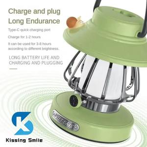 Outdoor Vintage Camp Lamp Stepless Dimming Tent <b>Light</b> with Hook Atmosphere <b>Light</b> 3 Lighting Modes Portable Lantern <b>Table</b> Lamp - Product Image 4