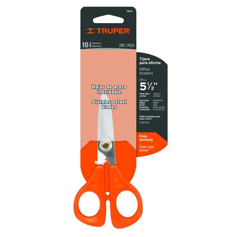 Truper TIOF-5 5-1/2' Stainless Steel Electrician's Paper Scissors