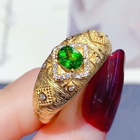 Hot Sale Custom 925 Sterling Silver Unisex Natural Diopside Ring 4*5mm Luxury Fashion Party Birthday Anniversary Gift OEM ODM