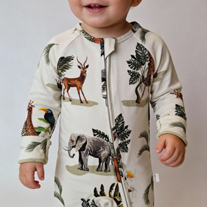 Pakaian Bayi Desain Khusus Little Little Class, Piyama Resleting Bermotif, Pakaian Bambu Super Lembut, Romper Bermotif Seluruh Badan - Product Image 3