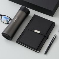 Ensemble cadeau d'entreprise de luxe de marque VIP 4 en 1, promotion, journal en cuir, ensemble cadeau avec logo, tasse à vide, carnet avec parapluie