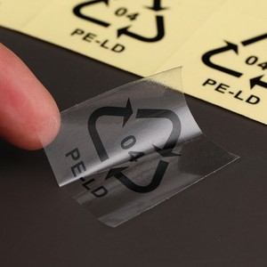 Etiqueta Personalizada de Mylar, Negra Sólida, con Tinta Densa, Símbolo de Reciclaje, Código de Resina, Símbolo de Cumplimiento, Esquinas Cuadradas, para Exportación - Product Image 1