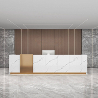 Bureau d'accueil personnalisé de luxe en acier inoxydable et peint, comptoir de consultation pour entreprise, salon de beauté, salon de manucure, caisse
