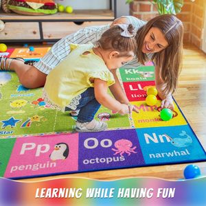 3x5 <span class=keywords><strong>Tapis</strong></span> en polyester moderne fait à la machine pour enfants <span class=keywords><strong>Tapis</strong></span> de maison lavable <span class=keywords><strong>Tapis</strong></span> de jeu éducatif <span class=keywords><strong>Alphabet</strong></span> Numéros Saisons Formes Apprentissage - Product Image 2
