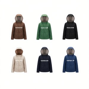 Giacca a vento da donna taglie forti reversibile con cappuccio leggera M-4XL - Product Image 1