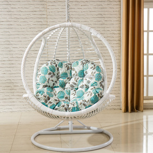 Outdoor or Indoor Round PE Rattan <strong>Swing</strong> Chair Metal <strong>Frame</strong> Single Hanging Chair with Cushion - Product Image 4