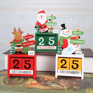 クリスマス木製アドベントカレンダー番号日付ブロック卓上デスククリスマスカウントダウンカレンダーパーティークリスマスデコレーション用