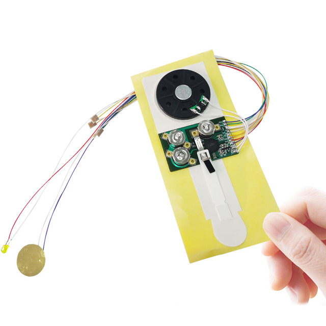 new arrival music greeting card sound module with LED light OEM sound chip module