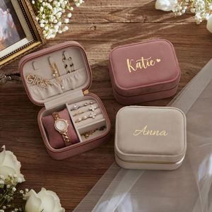 Engraved Velvet <b>Box</b> Custom Rectangle Ring Watch Jewelry Case <b>Keepsake</b> Storage <b>Wedding</b> Bridesmaid Mother's - Product Image 5