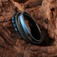 Pulsera de Cuero Personalizada con Barra de Identificación en Acero Inoxidable para Hombre