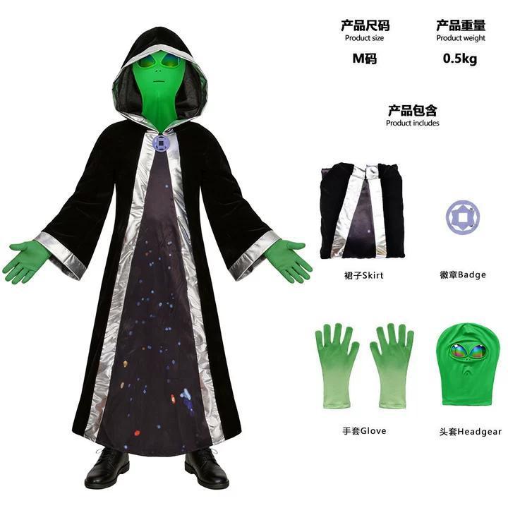 Robe sur le thème des extraterrestres avec lentilles et couvre-chef