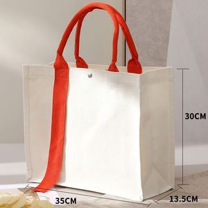 Customizable 12OZ Cotton <b>Canvas</b> PVC Coated Bag Ribbon Handle Manufacturer's Small Medium <b>Large</b> Sizes Logo Back Cotton Stripes - Product Image 3