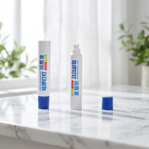 หลอดบีบ PE แบบบางเปล่า พิมพ์ลายสีน้ำเงินตามสั่ง พร้อมฝาแบบลูกกลิ้งสำหรับลิปบาล์ม - Product Image 3