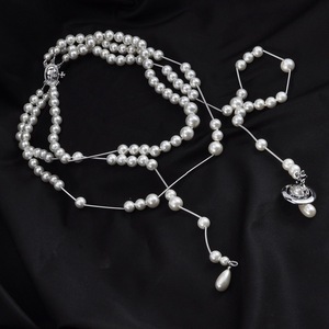 Collier long asymétrique 3D Saturne en alliage haut de gamme Empress Dowager, personnalisé, polyvalent, bijoux de banquet pour femme - Product Image 6